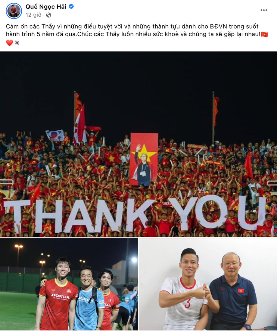 Những lời cảm ơn được các cầu thủ gửi đến thầy Park